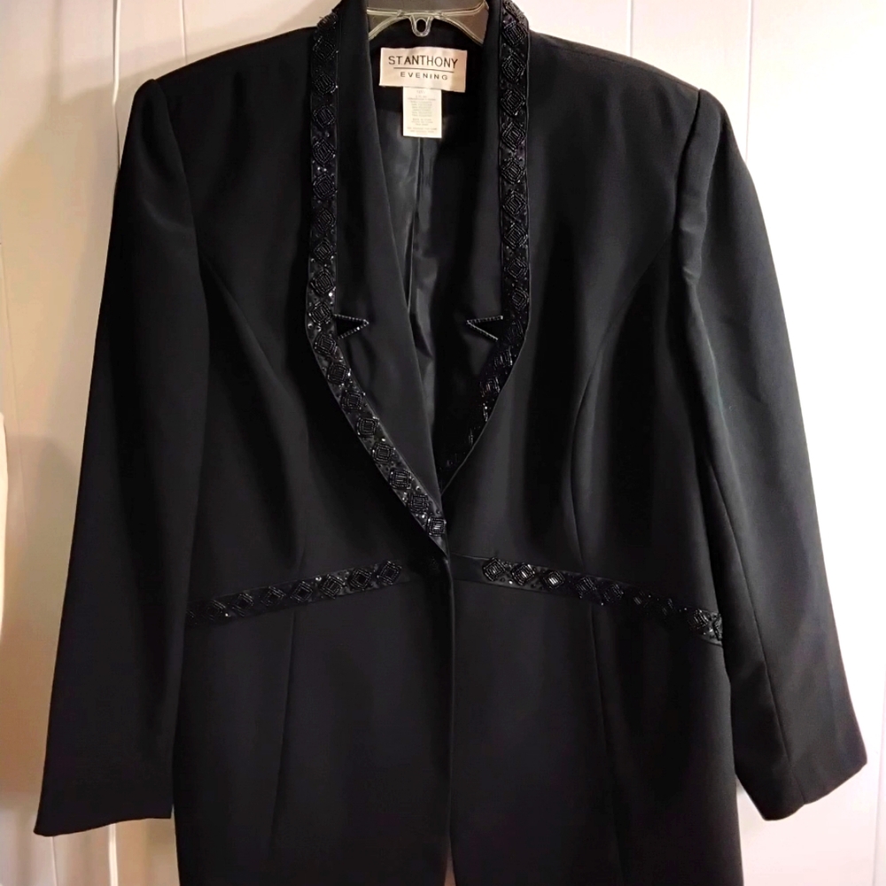 St. Anthony Evening Black Blazer with Embellished Trim